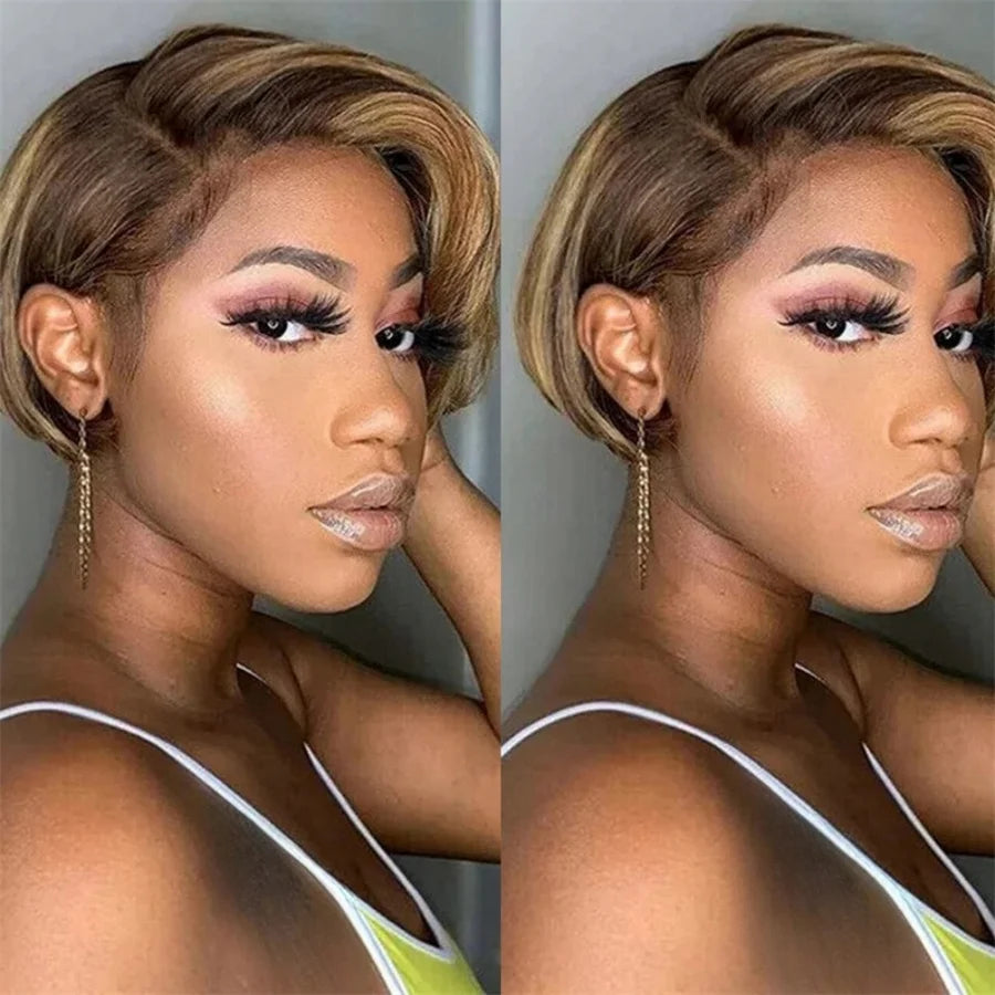Perruque Bob Pixie Cut Body Wave — Lace 13X4X1 Cheveux Humains