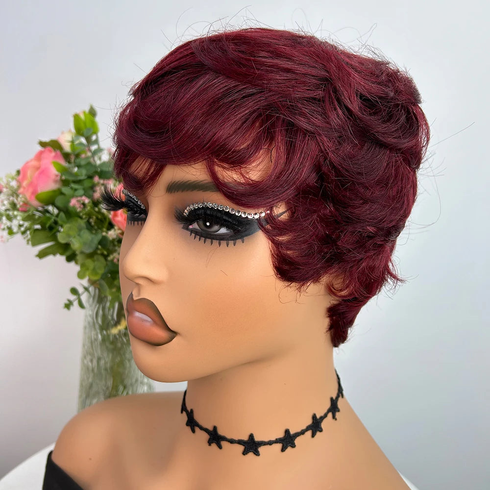 Perruque Pixie Cut Brésilienne Sans Colle — Cheveux Humains