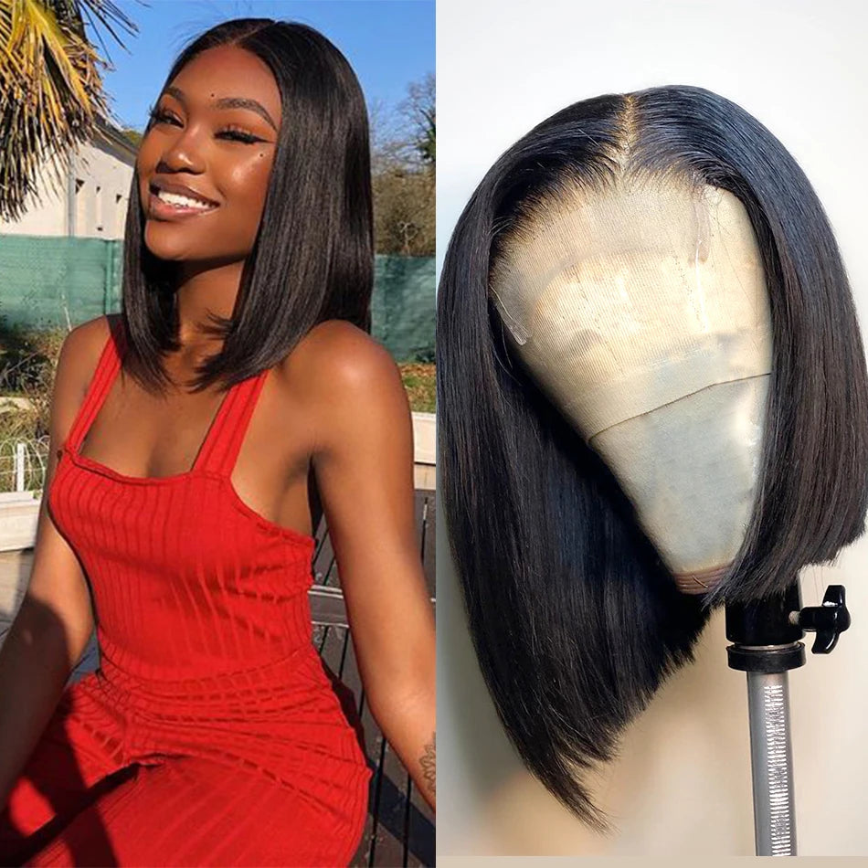 Perruque Bob Courte Brésilienne HD Lace Front — Sans Colle 180%
