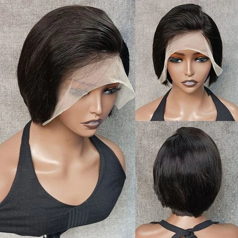 Perruque Pixie Cut Lace Frontale HD — Cheveux Humains 250 Densité