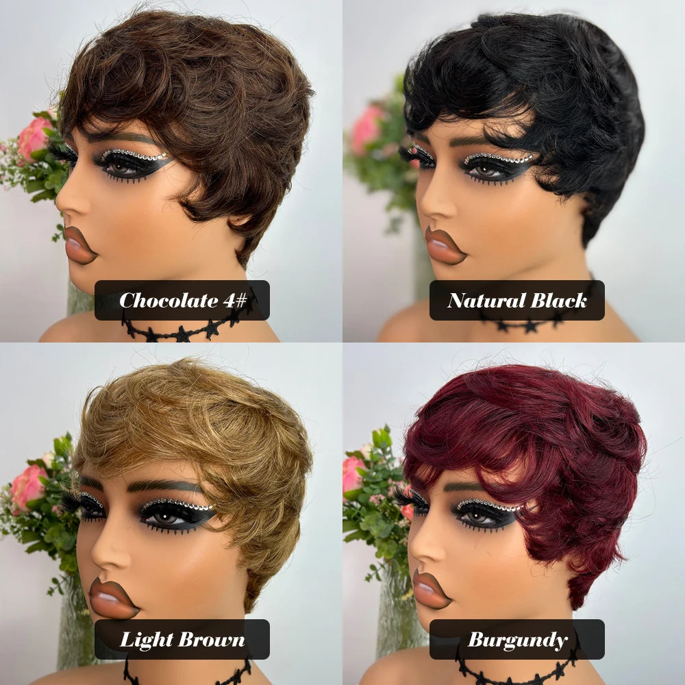 Perruque Pixie Cut Brésilienne Sans Colle — Cheveux Humains