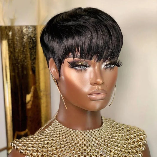 Perruque Pixie Cut Brésilienne Sans Colle — Cheveux Humains