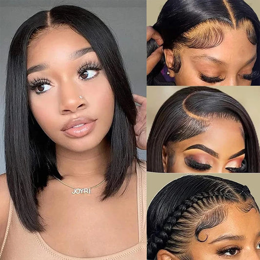 Perruque Bob Courte Brésilienne HD Lace Front — Sans Colle 180%