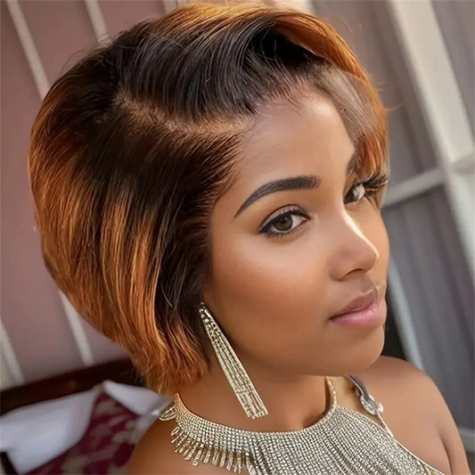 Perruque Bob Pixie Cut Body Wave — Lace 13X4X1 Cheveux Humains