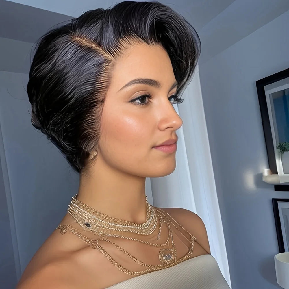 Perruque Bob Pixie Cut Body Wave — Lace 13X4X1 Cheveux Humains