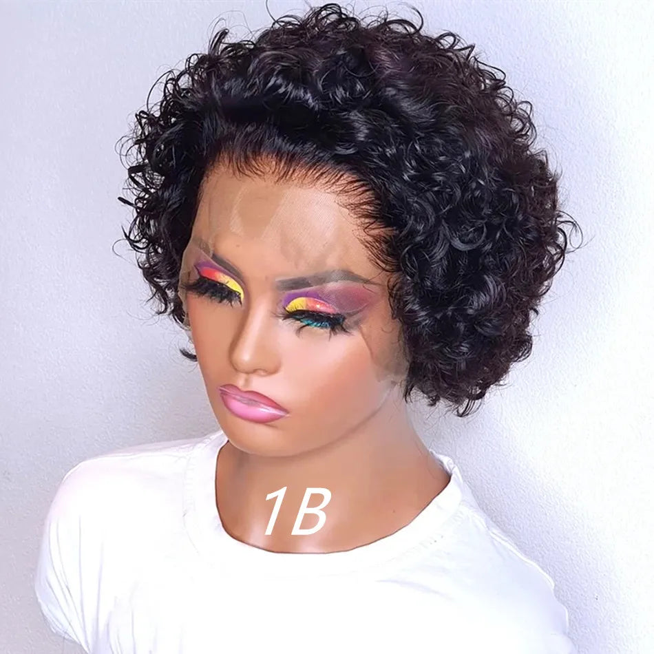 Perruque Lace Front Pixie Cut Orange — Remy Hair Transparent