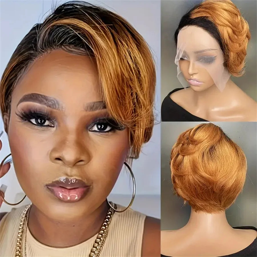 Perruque Bob Pixie Cut Body Wave — Lace 13X4X1 Cheveux Humains
