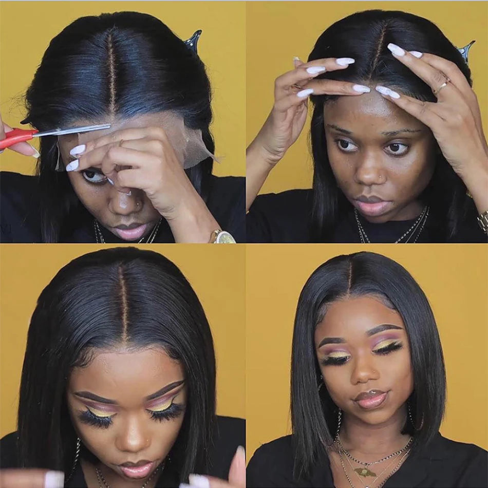 Perruque Bob Courte Brésilienne HD Lace Front — Sans Colle 180%
