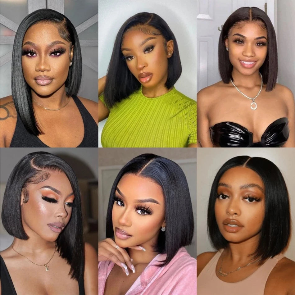 Perruque Bob Courte Brésilienne HD Lace Front — Sans Colle 180%