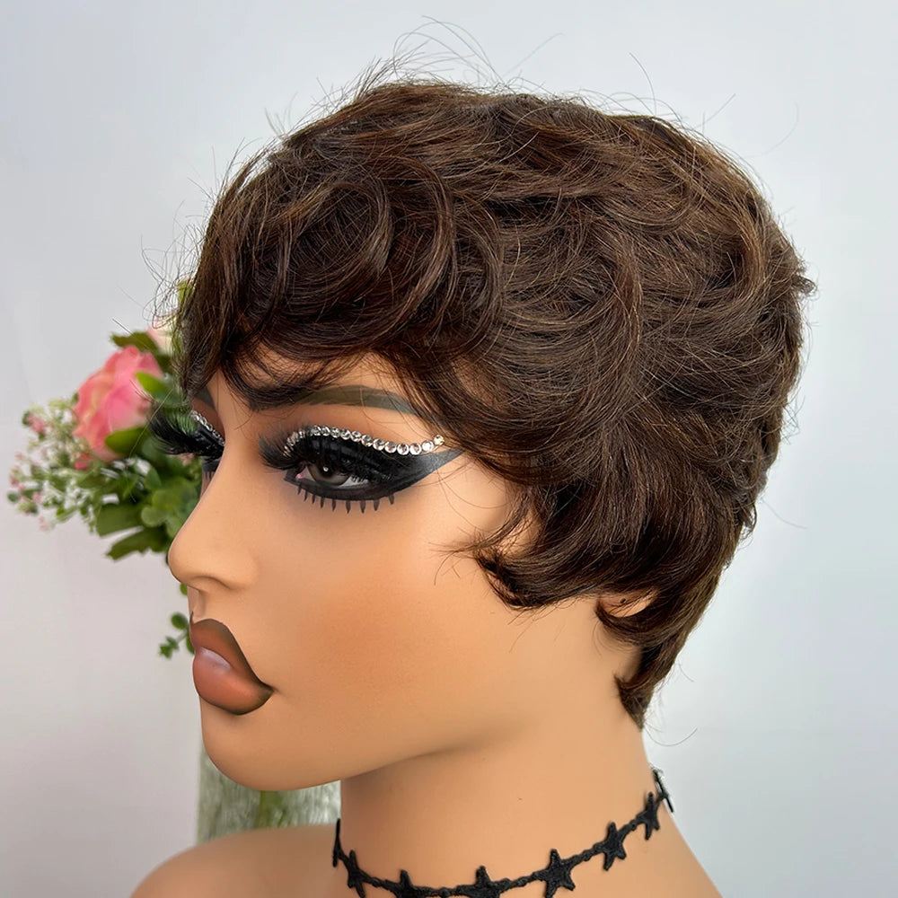 Perruque Pixie Cut Brésilienne Sans Colle — Cheveux Humains