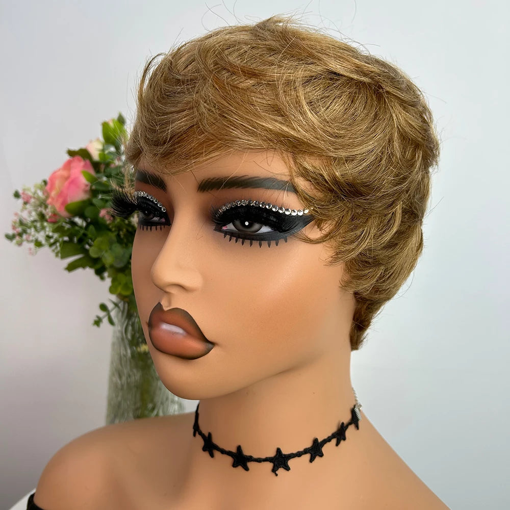 Perruque Pixie Cut Brésilienne Sans Colle — Cheveux Humains